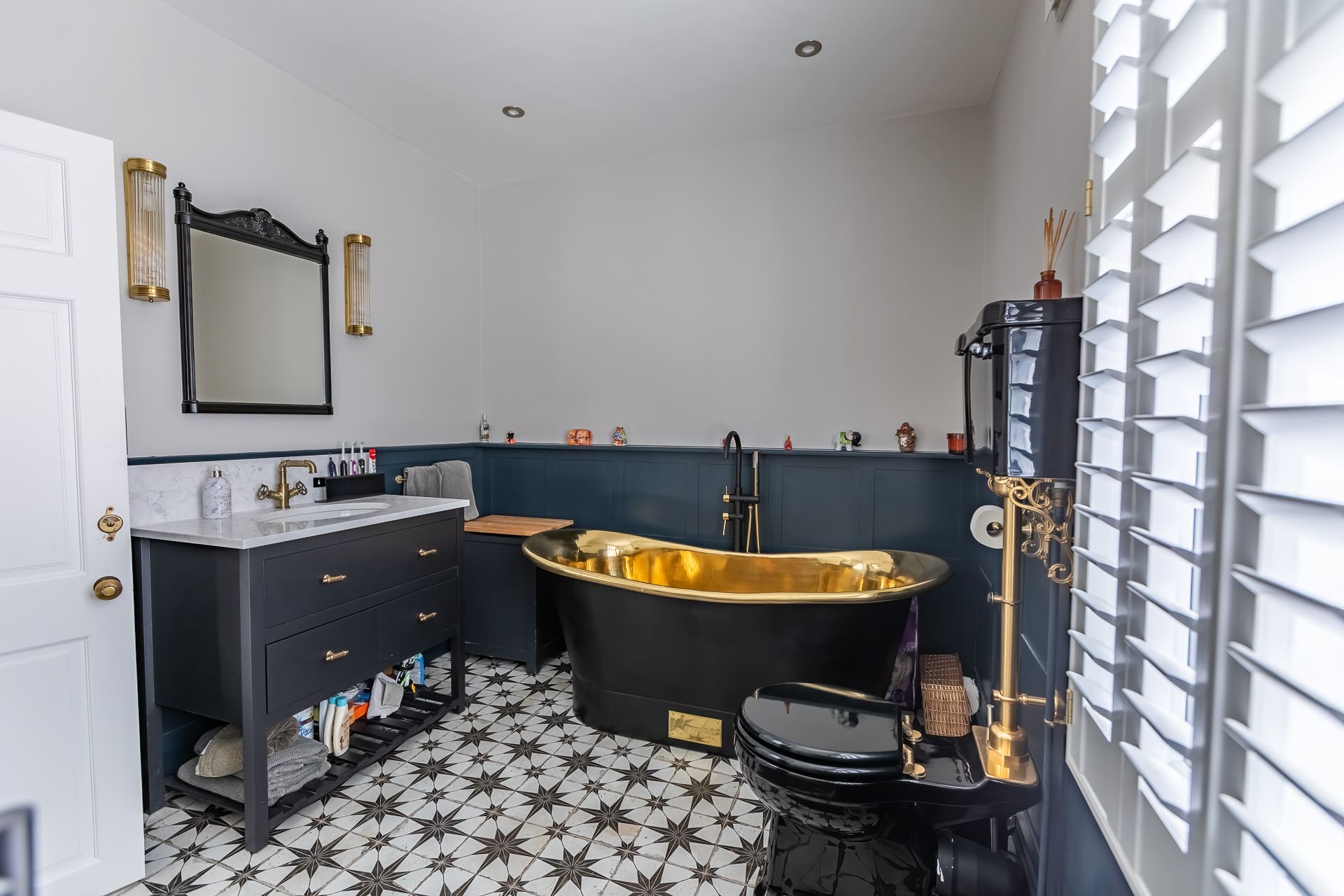 London & Kent Business & Brand Photography - teal gold and black bathroom